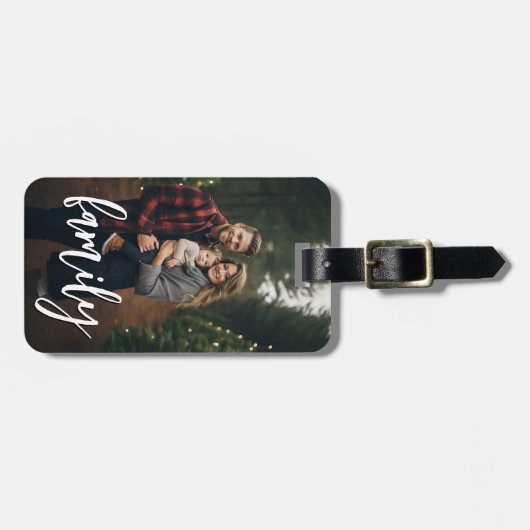 完全な写真 – 垂直カスタムスクリプトファミリ文字 ラゲッジタグ (正面横)