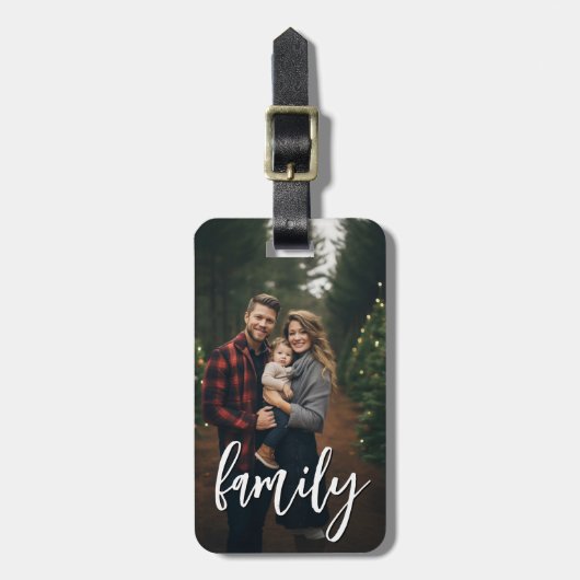 完全な写真 – 垂直カスタムスクリプトファミリ文字 ラゲッジタグ (正面縦)