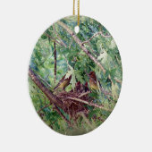 完全な巣、親とベビー セラミックオーナメント (右)