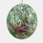 完全な巣、親とベビー セラミックオーナメント (左)