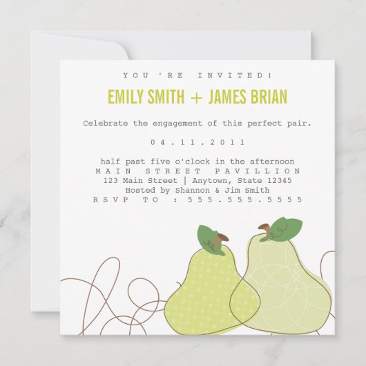 完全な組の婚約の発表 招待状 (正面)