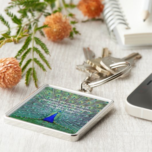 完全な羽の表示写真撮影の孔雀 キーホルダー (側面)