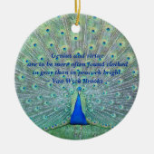 完全な羽の表示写真撮影の孔雀 セラミックオーナメント (正面)