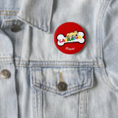 完全な腹を搭載するパーソナライズで黄色いラブラドール 缶バッジ (インサイチュ)