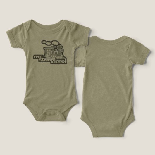 "完全な蒸気の前に"ロコトレイングリーンキッズtシャツ (デザイン正面&裏面)