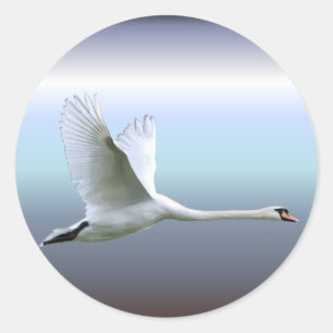 完全な飛行の白い白鳥 ラウンドシール