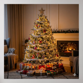 完全な飾クリスマスツリー ポスター