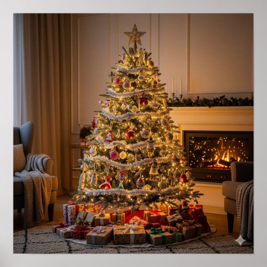 完全な飾クリスマスツリー ポスター (正面)