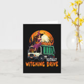 完全な魔女の運転 かわいい魔女のゴミ収集車 カード (黄色い花)
