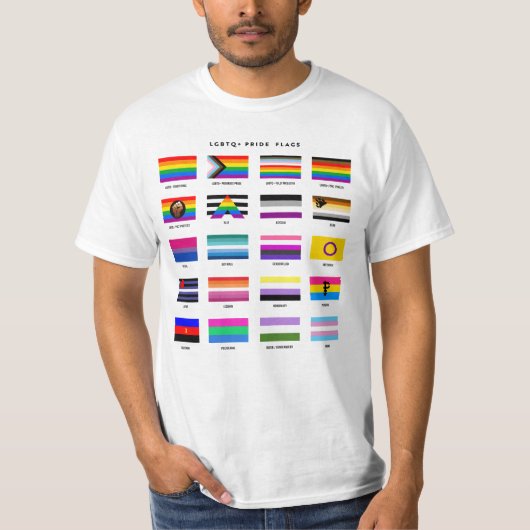 完全なLGBTQ+プライドフラグのガイド Tシャツ (正面)
