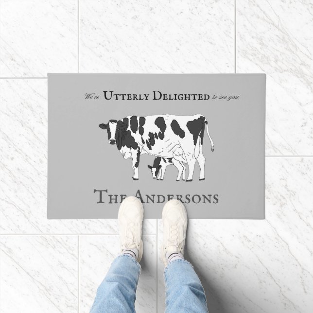 完全におもしろい喜んだ牛ふくらはぎ歓迎ドアマット ドアマット (室内)