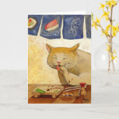 完全にされる寿司猫"! " カード (黄色い花)