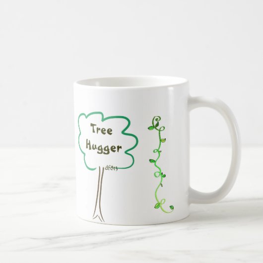完全につる植物のコーヒーカップが付いている木Huggerのまわりで コーヒーマグカップ (右)