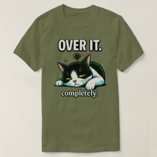 「完全にどうでもいい」猫 ミニマル・バーンアウト Tシャツ
