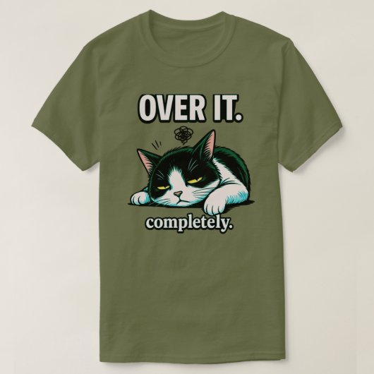 「完全にどうでもいい」猫 ミニマル・バーンアウト Tシャツ (デザイン正面)