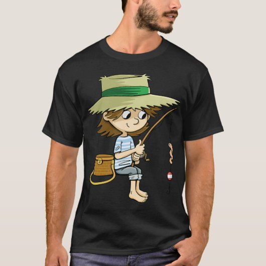 完全にねじれた釣りデザイン Tシャツ (正面)