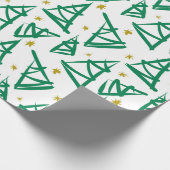 完全にインクモダンスケッチクリスマスツリー |緑 ラッピングペーパー (角)