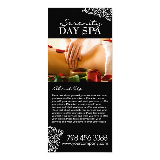 完全にカスタマイズ可能なサロンメニューラックカード ラックカード (正面)