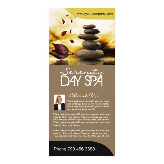 完全にカスタマイズ可能なサロンメニューラックカード ラックカード (正面)