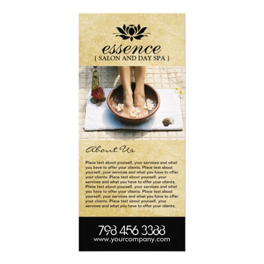 完全にカスタマイズ可能なサロンメニューラックカード ラックカード (正面)