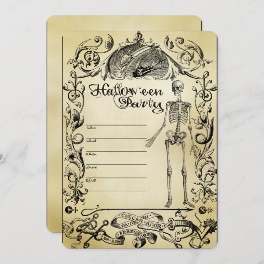 完全にカスタマイズ可能なハローウィンパーティ招待状 招待状 (正面/裏面)