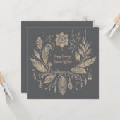 完全にカスタマイズ可能なボヘミアンフラワーリース カード (正面/裏面インサイチュ)