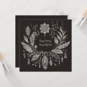 完全にカスタマイズ可能なボーホー フラワー リース カード (正面/裏面インサイチュ)