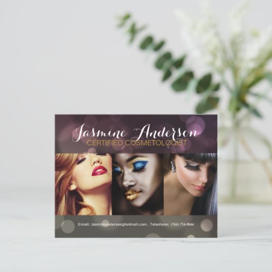 完全にカスタマイズ可能なメイクアップアーティストコンプカード ポストカード (スタンド正面)