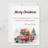 完全にカスタマイズ可能なヴィンテージトラッククリスマスカード シーズンカード (正面)