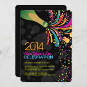 完全にカスタマイズ可能な新しい年パーティの招待状 招待状 (正面/裏面)