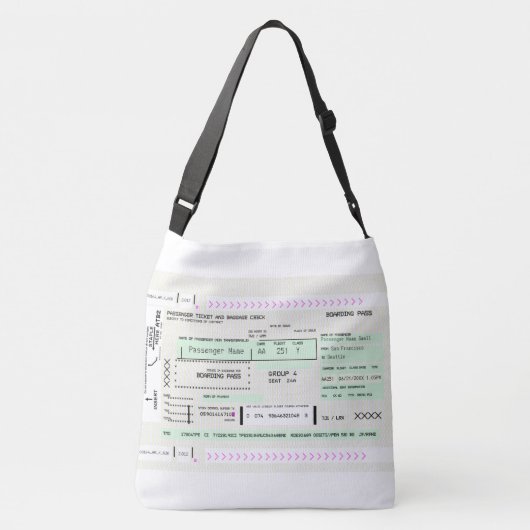 完全にカスタマイズ可能な航空会社チケット搭乗パス クロスボディバッグ (裏面)