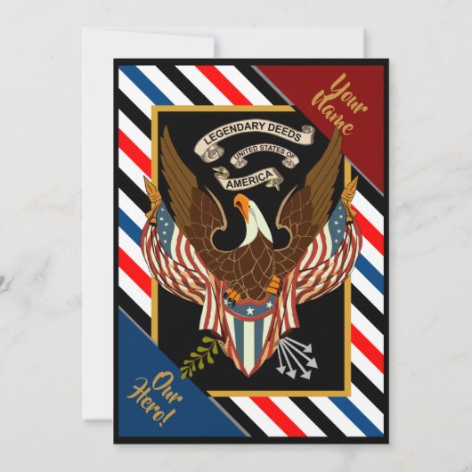 完全にカスタマイズ可能な軍隊招待状 招待状 (裏面)