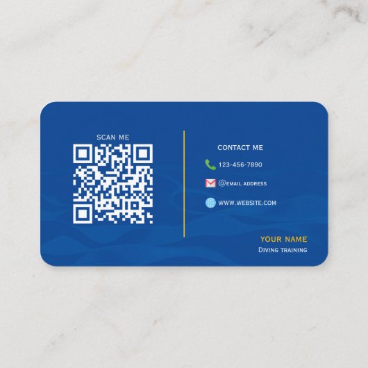 完全にカスタマイズ可能な青い波 名刺 (裏面)