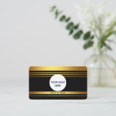 完全にカスタマイズ可能な高級ブラック&金ゴールド 名刺 (スタンド正面)
