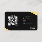 完全にカスタマイズ可能な高級ブラック&金ゴールド 名刺 (裏面)