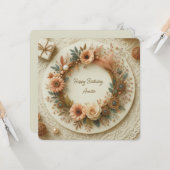 完全にカスタマイズ可能なBohoフローラリース丸 カード (正面/裏面インサイチュ)