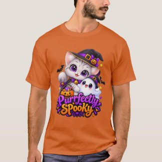 完全にスプーキーなハロウィンキャットのダークTシャツ Tシャツ