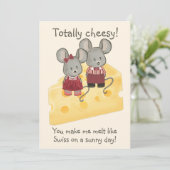 完全にチーズな女の子と男の子のマウスがチーズに座っている シーズンカード (スタンド正面)