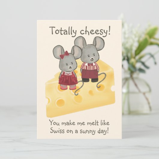 完全にチーズな女の子と男の子のマウスがチーズに座っている シーズンカード (スタンド正面)