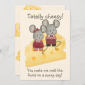 完全にチーズな女の子と男の子のマウスがチーズの上に座っている シーズンカード (正面/裏面)