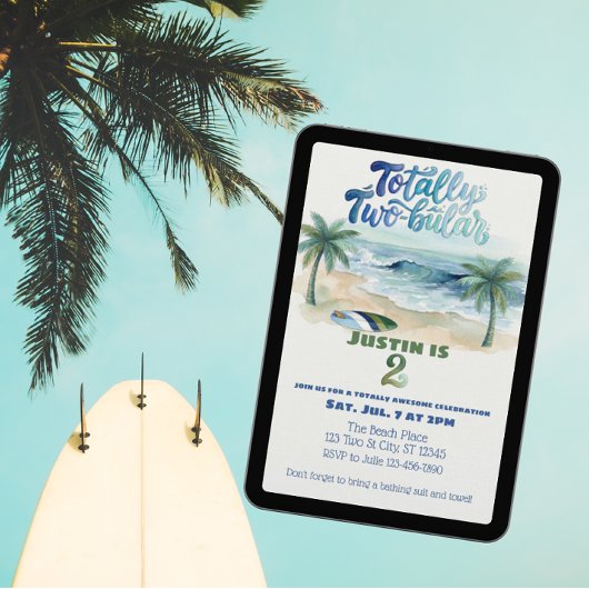 完全にトゥーブラー、サーフィン2歳の誕生日 招待状
