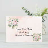 完全にピンクの牡丹フローラは日付カードを保存 招待状 (スタンド正面)