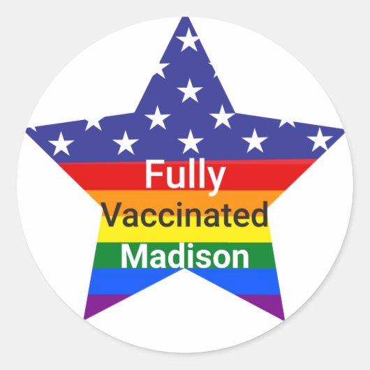 完全に予防接種された星 ラウンドシール (正面)