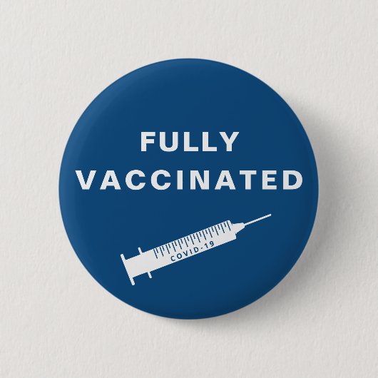 完全に予防接種されたCovid-19青 缶バッジ (正面)