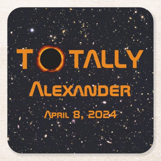 完全に個人的な2024 太陽の Eclipse スクエアペーパーコースター (正面)