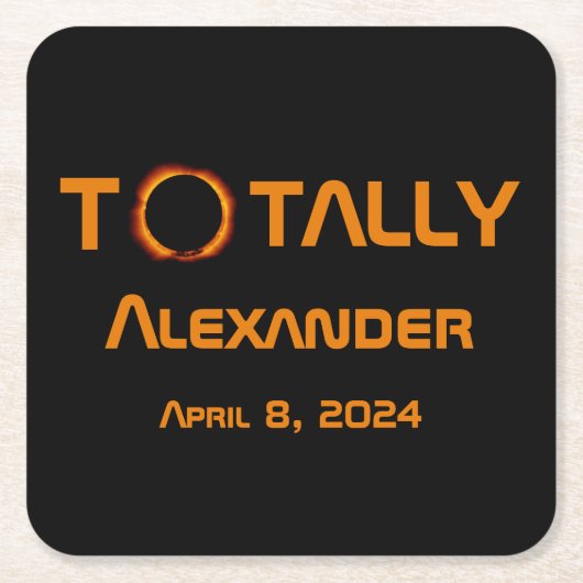 完全に個人的な2024 太陽の Eclipse スクエアペーパーコースター (正面)