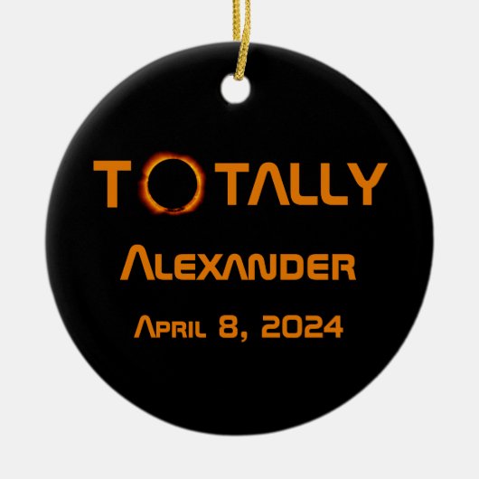 完全に個人的な2024 太陽の Eclipse セラミックオーナメント (正面)