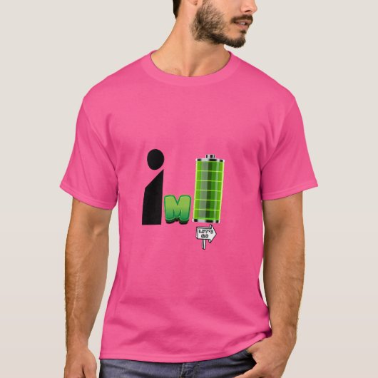 完全に充電 | ユーモアパワーアップTシャツ Tシャツ (正面)