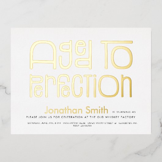 完全に成熟した人間の誕生日パーティー 箔招待状ポストカード (正面)
