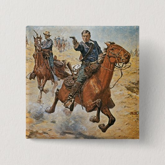 完全に本当に: 1870年代(coの米国の騎兵隊の兵士 缶バッジ (正面)